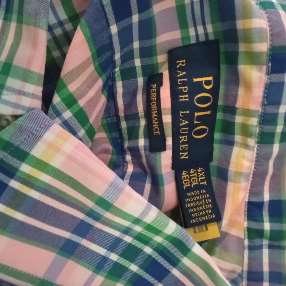 Polo Ralph Lauren Men's Performance Short Sleeve Button Down Plaid Check 4XLT - Picture 5 of 6